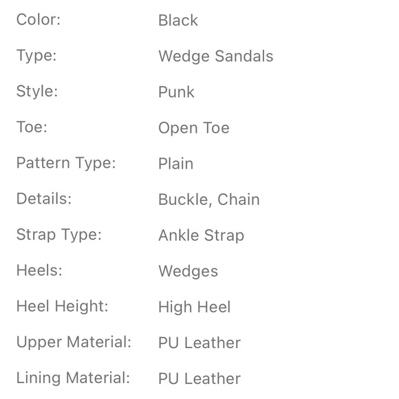 Black Heart & Chain Decor 🔥 Sandals, Punk Open Toe Ankle Strap Wedge - Picture 5 of 5